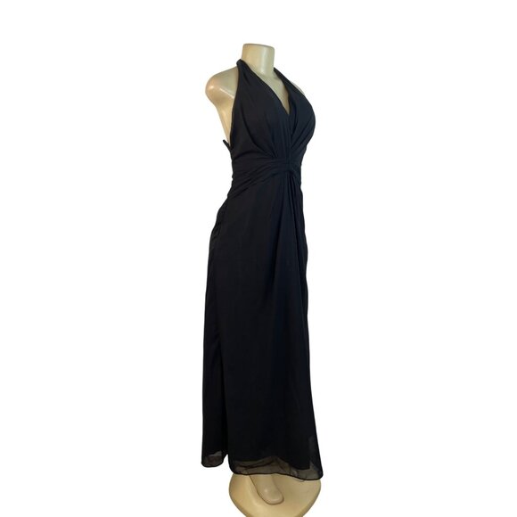 Izodress Black Halter Maxi Dress With Ruched Bodice & Back Zipper Closure - Picture 2 of 9